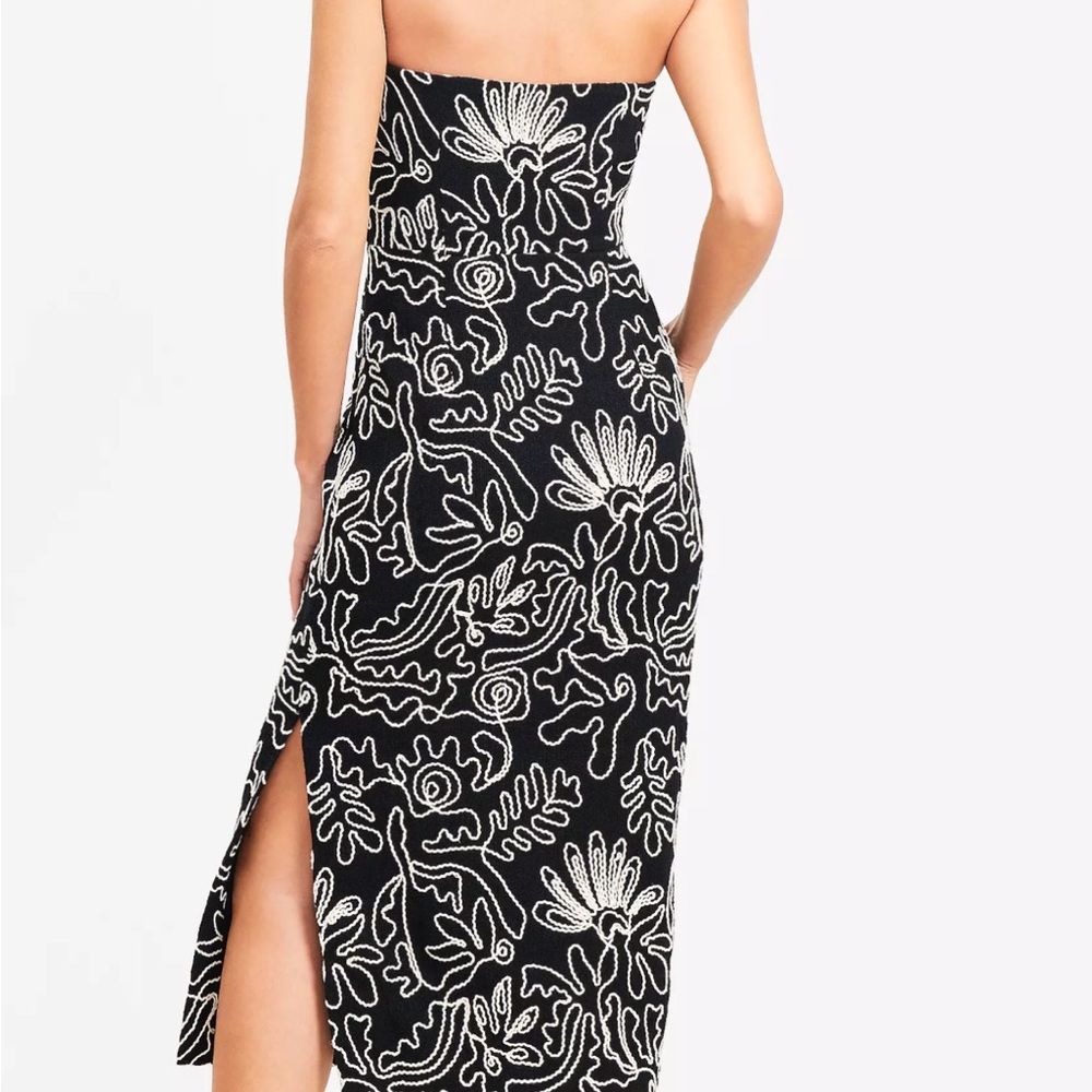LOFT Women’s Black Dress w White Embroidery, Sz 2, NWT, Beach, Vacation - Picture 2 of 9
